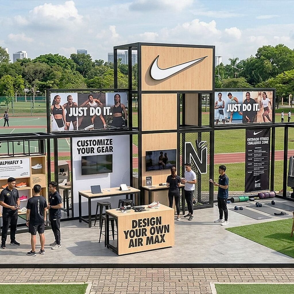 nike activation booth setup for new airmax shoes in the outdoors