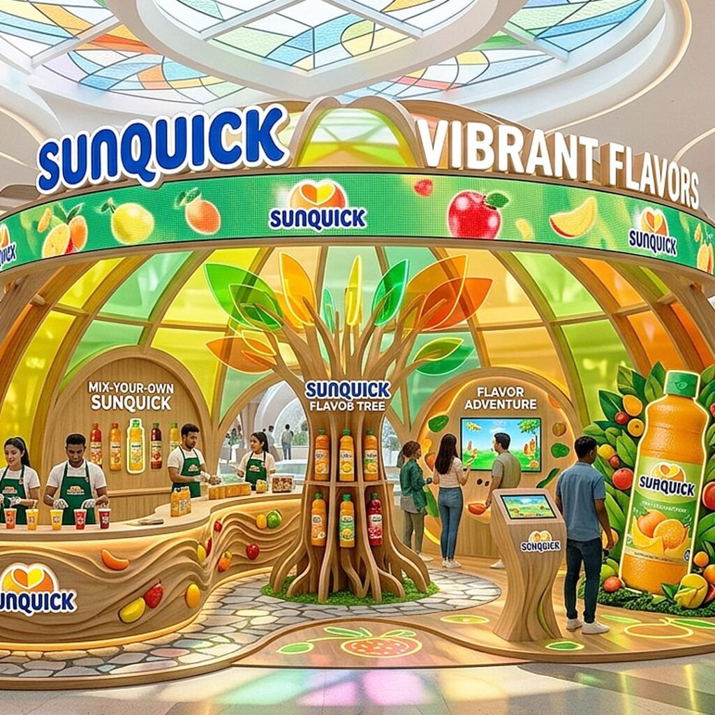 sunquick brand event booth by our marketing activation agency